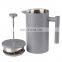 Double wall insulated vacuum stainless steel french press coffee maker