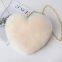 012The new heart-shaped plush shoulder bag for girls, fluffy fake fur single shoulder crossbody love bag with metal chain