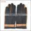 Men' new style Black woolen and brown leather stitch touch screen gloves with buckle