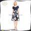 2016 Latest Design A-Line Short Sleeve Dress With Plant Printed