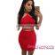  2016 Hot Women Casual Two Piece Dress Sexy Black Bandeau Color Block Skirt Set