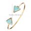 plated 18k gold covering two natural Turquoise Stone druzy stone cuff bangle, Natural stone jewelry beads bracelets