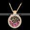 2016 Hollow Out Romantic Rose Long Chain Necklace Round Silver Gold Plated Rhinestone Pendant Necklace for Women Jewelry Gifts