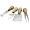 Gourmet 5 Pcs Travel Cheese Set with Cutting Board - Hard Cheese Knife, Shaver, Fork and Spreader