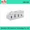 Aluminum usb3.0 4 por hub for Shelves or Desks that is 1" thick or less [sliver] with LEDS