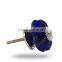 Dark Blue Glass Melon Chrome Finish Knob