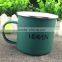 Bulk items of high quality 350ml carbon steel metal enamel coffee mug with stainless steel rim for promotional
