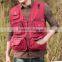 Fashionable hunting and hiking waterproof vest, red anti-tear outdoor sport waistcoat