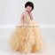 FG6 Real Sample Pictures Puffy Tulle Skirt Gold Flower Baby Girls Long Children Wedding Dresses