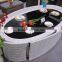 outdoor garden rattan oval dining coffee table set with glass