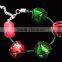 Christmas supplies led green and red metal bell flashing lights adjustable bracelet jewelry with free sample
