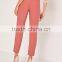 pleated waist tie belt cigarette trousers women pink elegant trousers