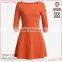Hot Sale Promotion Products ladies' loose fit a-line square necked 3/4 sleeve fashionable dress for fat women