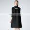 Woman plicated high collar casual knee length dress with beads