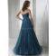 High quality organza material beaded lady formal evening dress ball gown