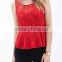 Custom Sleeveless Women Red Lace Blouses Tops,Sexy Latest Lady Lace Blouses Tops Manufacturer In China