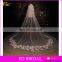 2017 wholesale Latest Bridal Long Cathedral Lace Trim Wedding Veil