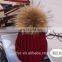 Factory wholesale cheap price knitted winter racoon fur pom pom beanie hats