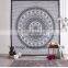 Wall Hanging Tapestry Black And White Queen Size 5 Lane Handmade Tapestry For Sale 92x82 Cotton Indian Tapestry