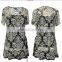 Wholesale Abstract Print Twist Slim Fit For Old Ladies Tunic Top