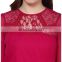 Popular Creation Latest Designer Chiffon Lace Neck Pattern Red Hot Comfortable Long Sleeve Western Beautiful Tunic Dress Top