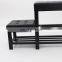 Customized Black PVC Leather Luxury Shoe rack Ottoman Rectangle  Long Double Size Beach with Metal Frame