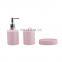 Ceramic soap dispenser set 3 pieces bath room accessories set pink color