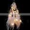 Boho Party Nursery Decor Ceiling Double Circle White Featherwith LED Fairy Lights Wall Hanging Ornaments Dream Catcher