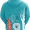 Customized Sublimation Hoodie of Blue and White Colors with Tree and Leaf Pattern