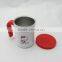 Double wall insulated coffee mug with handle and lid