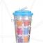 Double wall plastic tumbler with straw