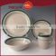 Simple wide color edge stoneware tableware made in China 16pcs ceramic dinnerware handpainted stoneware dinner set