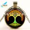 Wholesale Fashion Glass Jewelry Tree Pendant Necklace Time Stone Necklace For Christmas Gift