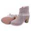 spring and autumn fashion vintage women's thick heel boots solid color nubuck leather side zipper women boots with a single