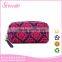 Wholesale fashion style floral-print PU cosmetic bags with double zipper