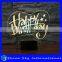 Creative Vision 3D Happy Birthday Party Decoration Stereoscopic LED 7 Colors Flashing LED Night Light