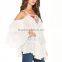 Sun summer woman appliqued white silk fabric ruffled boho tank tops