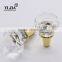 Modern Clear Gilded Finish Zinc Alloy Bathroom Glass Crystal Door Handle