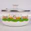 Cow Design 12/14/16CM Metalac Glass Lid Enamel Cookware Set With Decoration