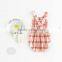 2017 Two colour available Yarn dyed plaid frills overalls for newborn baby girl
