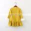 2017 Girls Dress Autumn Thin V Design Navy Dress Long Sleeved Girls Child Doll Dress