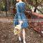 Maxnegio cute vintage style denim knee-lenth slim dress