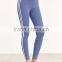 Sexy Basic Raw Hem Crop Tops With Blue Striped Side Leggings Cotton Blends Casual Women Sportwear Jogger