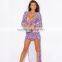 Geometry print high low long sleeve maxi club cocktail party dresses