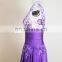 Real Sample Scoop Neckline Cap Sleeve Handwork Beaded Purple Sexy Prom Dress For Girls