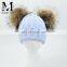 New Design Unisex Custom Real Fur Two Balls Baby Knit Hat / Kids Winter Beanie Crochet Baby Winter Hat