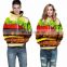 Unisex Realistic 3d Digital Print Pullover Womens Hoodie Hooded Sweatshirt Jackets with Zip