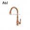 Gold Plated Single Handle Pull Down Kitchen Faucet