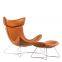 Modern fiberglass Stainless steel legs leather rest lounge chairs