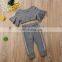 Round-neck grey crop top with seven point sleeves 2pcs beautiful Baby Girl boutique summer suit